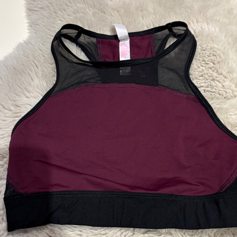 PINK Victoria's Secret Black and Dark Red Sports Bra